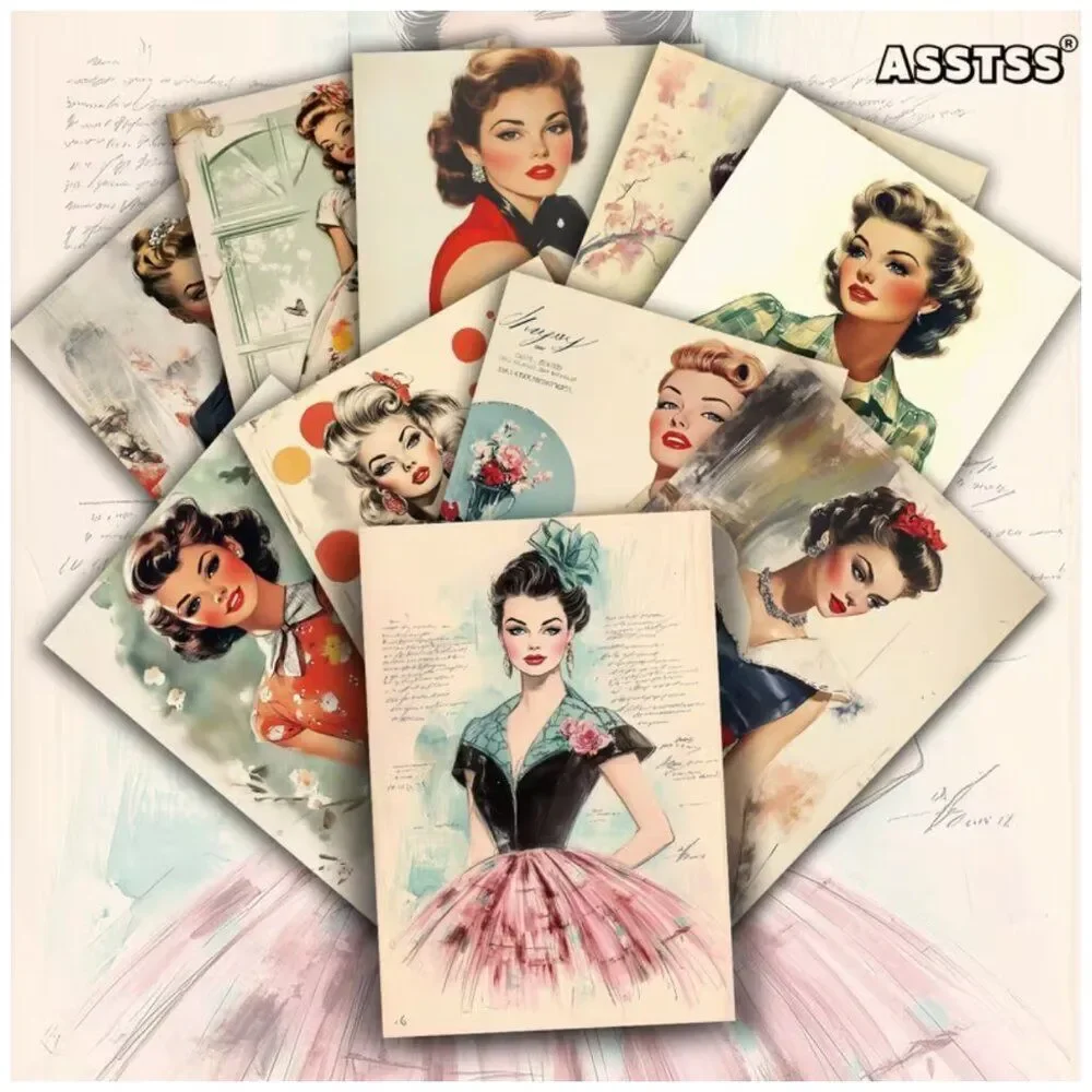 NWT 20pc Retro 1950s Pinup Fashion Journal Craft Cards 4x6